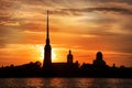 The symbol of Saint-Petersburg city- Peter and Paul Fortress at sunset, Russia