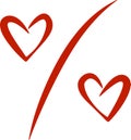 symbol of sales and discounts percent with heart