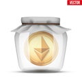 Symbol of save digital cryptocurrency money