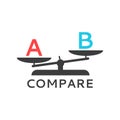 Symbol for the scales of the logo of comparison of two opposites, icon to compare two products