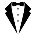 Symbol service dinner jacket bow Tuxedo concept Tux sign Butler gentleman idea Waiter suit icon black color vector illustration