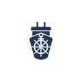 Symbol of a Ship on Waves in a Rope Circle Royalty Free Stock Photo