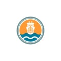 Symbol of a Ship on Waves in a Rope Circle Royalty Free Stock Photo