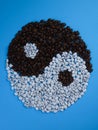 the symbol and sign of yin yang as a concept of Chinese philosophy is laid out Royalty Free Stock Photo