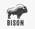 Symbol of the silhouette of a bison in the form of a logo or sign. Royalty Free Stock Photo