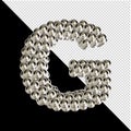 Symbol from silver spheres on a transparent background. 3d capital letter G Royalty Free Stock Photo