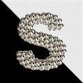 Symbol from silver spheres on a transparent background. 3d capital letter S Royalty Free Stock Photo