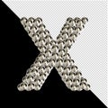 Symbol from silver spheres on a transparent background. 3d capital letter X Royalty Free Stock Photo