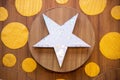 The symbol of the silver star in the wooden abstract Royalty Free Stock Photo