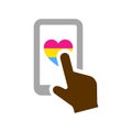 Symbol smartphone with pansexuality flag