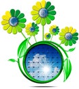 Symbol of Solar Energy with Flowers Royalty Free Stock Photo