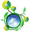 Symbol of Solar Energy with Flowers Royalty Free Stock Photo