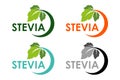 Stevia or sweet grass logo set with green herbal leaves