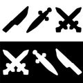 Symbol of sword and knife thin line icon