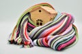 Wooden house sheltered with a scarf Royalty Free Stock Photo