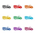 Symbol of tow truck icon isolated on white background. Set icons colorful Royalty Free Stock Photo