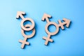 Symbol of transgender and gender symbols of man and woman of tree Royalty Free Stock Photo