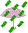 symbol umbrella in money rain simple vector