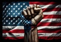 Symbol of Unity: Black Fist on the American Flag - Generative AI