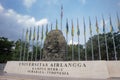 The symbol of Universitas Airlangga is Garuda Mukti ridden by the incarnation of Batara Wisnu namely Prabu Airlangga Royalty Free Stock Photo