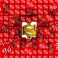 The symbol of the us dollar breaks the wall of percentages
