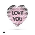 Pink heart with an inscription LOVE YOU. Valentines Day. Love.Vector