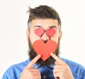 Symbol of Vatentines day. Man with symbols of love. Royalty Free Stock Photo