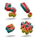 Symbol vector 3D style set.