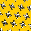 cute chrome skull on yellow background Royalty Free Stock Photo