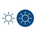 Symbol of warm temperature and sun icons