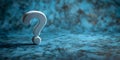 Symbol of a white question mark against a blue backdrop representing uncertainty. Concept