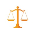 The symbol of wood scales for law, justice, and equality in a flat and simple design