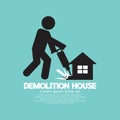 Symbol Of A Worker Using Drill To Demolish A House