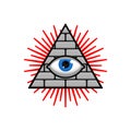 Symbol of world government. Pyramid with an eye. All-seeing eye.  Illuminati conspiracy theory. sacred sign Royalty Free Stock Photo