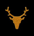 Symbol Xmas Deer head made from golden particles