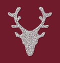 Symbol Xmas Deer head red backdrop made from white Royalty Free Stock Photo