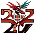 Symbol of the year 2012 with a dragon on a white background generative AI