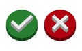 Symbol yes or no icon, green, 3D, red on white background. Vector illustration Royalty Free Stock Photo