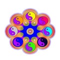 Symbol yin yang in pattern