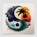 Symbol of yin and yang, day and night, sun and moon Royalty Free Stock Photo