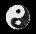 Symbol Yin Yang made of water splashes and cosmetic cream