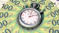 Time is money - stopwatch on 100 euro banknotes Royalty Free Stock Photo