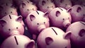 Many empty piggy banks