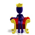 Symbolic 3d male toon character as a king on his Royalty Free Stock Photo