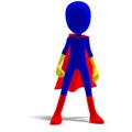 Symbolic 3d male toon character as a super hero