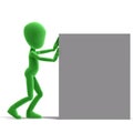 Symbolic 3d male toon character push a big box Royalty Free Stock Photo