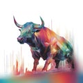 Market Rivalry: Abstract Bull Fighting Off Bear Stock Market