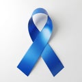 Symbolic blue awareness ribbon on white background Royalty Free Stock Photo