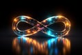 Symbolic brilliance Neon infinity signifies eternity and endless cosmic loops