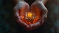 Sacred Light Held in Human Hands Royalty Free Stock Photo